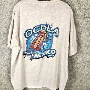 Vintage 90s Mexico Beach Crab Tourist Tee XL Oneita 1997 Graphic Gray Mismaloya